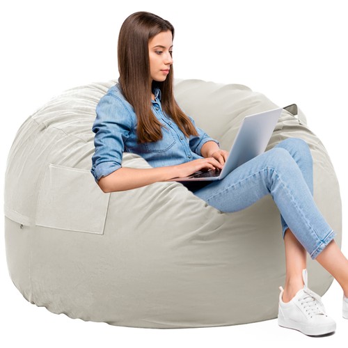 Gray bean bag chair - bean,